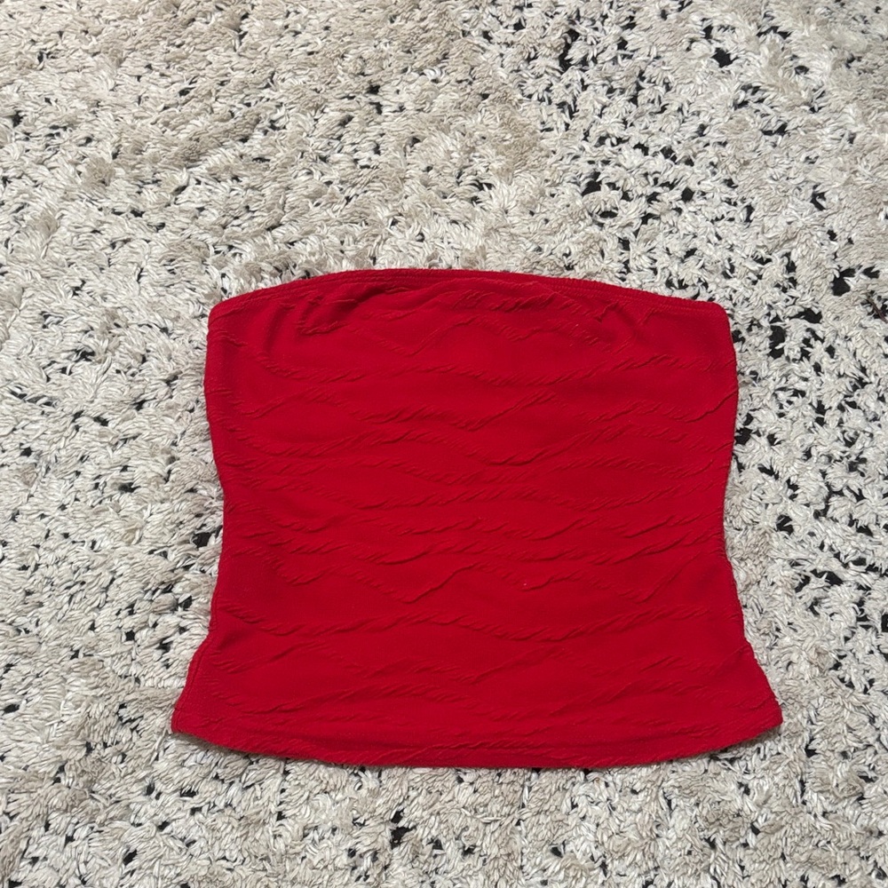 SHEIN Red Textured Tank Top